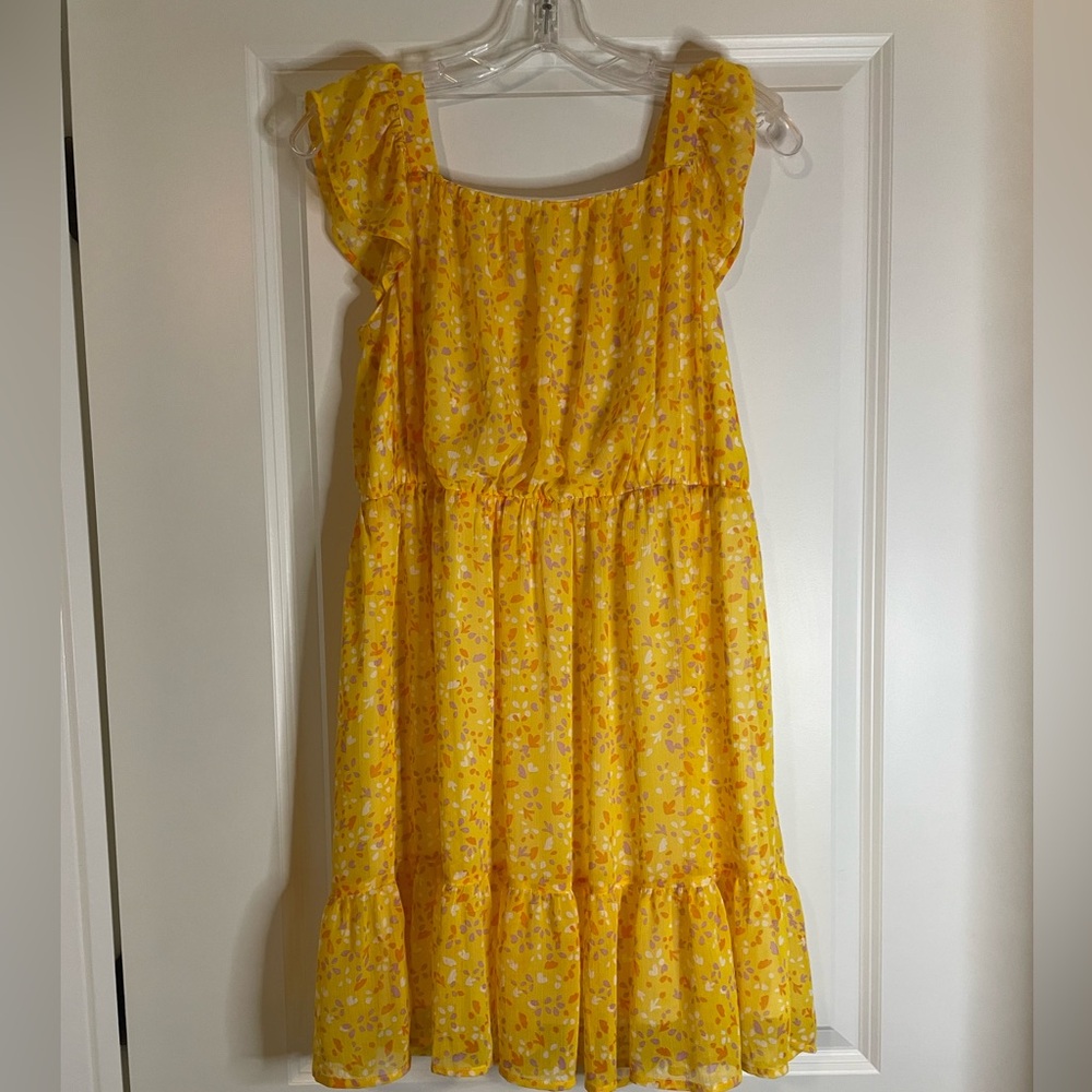 Yellow multicolor dress size girl 14/16 L Cato